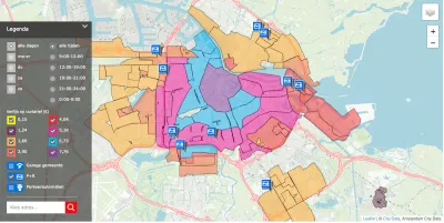 Amsterdam parkeerzones kaart met verschillende gebieden in kleurgecodeerde zones